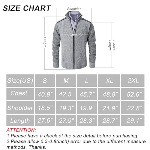 Vtuaol USVTSWEATER331E2S Men'S Slim Zip Up Sweater Thick Knitted Casual Cardigan With Pockets Light Grey Us S thumb #6