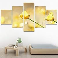 SIGNWIN 5 Panel Canvas Wall Art Modern Art Bohemian Bouquet Colorful Cool Floral Group Multicolor Photography Realism for Home Decorations Ready to Hang - 60