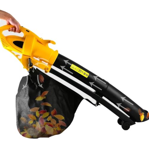 Soplador y aspirador eléctrico para hojas de jardín 3 en 1, trituradora y aspiradora de 3000 W con bolsa recolectora de hojas de 35 L, 6 niveles de ajuste, relación de trituración de 10:1, para el c