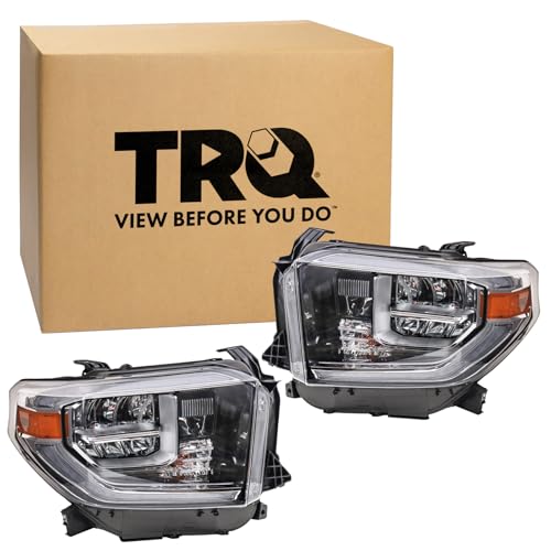 TRQ Headlight Assembly Set Headlights Driver & Passenger Side Compatible with 2018-2021 Toyota Tundra TO2502262 TO2503262