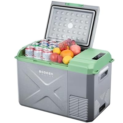 BODEGACOOLER 12 Volt Car Refrigerator, 26 Quart Car Fridge, -4?-68? Portable Freezer, Electric Compressor Cooler 12/24V DC100-240 Volt AC for Outdoor RV Camping Travel Vehicles Home Use