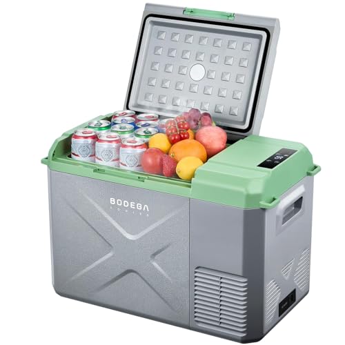 BODEGACOOLER 12 Volt Car Refrigerator, 34Quart (32L) Car Fridge Dual Zone, 12V Portable Freezer APP Control, RV Car Cooler -4℉-68℉ 12/24V DC 100-240V AC for Outdoor Camping Travel Vehicles H