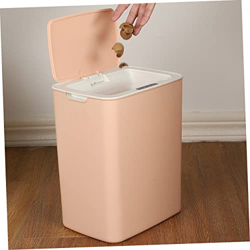Bote de basura automático con sensor y tapa rosa miniatura 3