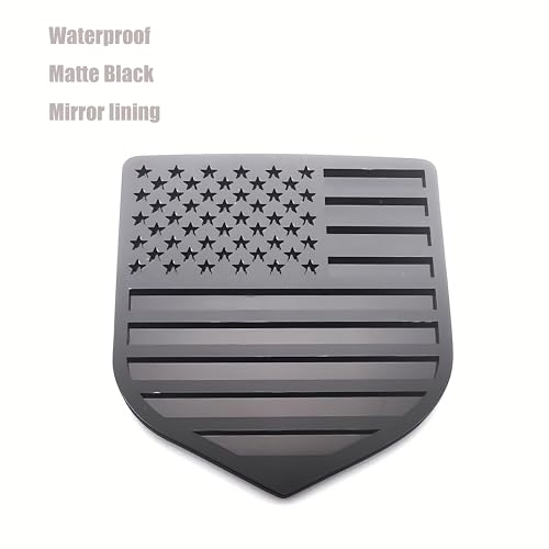 Image of American Flag Rear Tailgate Emblem Badge Compatible with Dodge Ram 2010-2018 1500 2500 3500 Matte Black