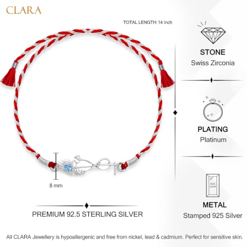 Image of Clara 925 Sterling Silver Rakhi with Roli Chawal for Bhai | Gift for Brother on Rakshabandhan | Men & Boy Bracelet