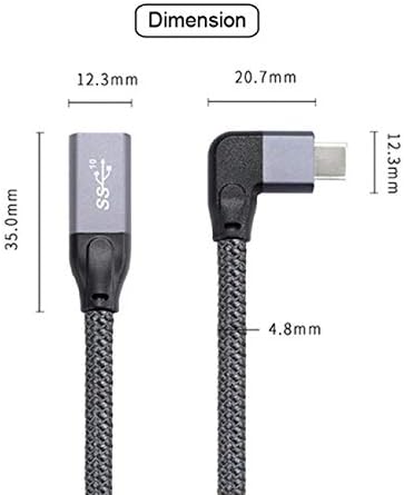 cablecc USB-C USB 3.1 Type C Male to Female Extension Data Cable Left Right Angle with Laptop Case, grey - Image 5