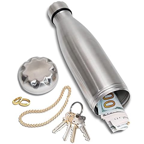 Diversion Water Bottle Can Safe by Stash-it, Stainless Steel Tumbler with Hiding Spot for Money, Discreet Decoy for Travel or at Home, Bottom Unscrews to Store your Valuables Cover