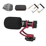 COMICA CVM-VM10II Camera Microphone Cardioid Directional Condenser Shotgun Video Microphone for Canon, Nikon, Fuji, Sony, Panasonic, Olympus DSLR Cameras, Smartphones etc.(with Wind Muff)(Red)