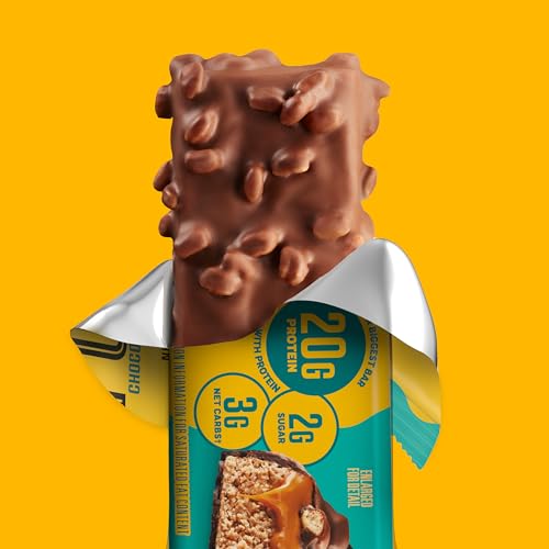 Image of FULFIL Protein Bars, Chocolate Salted Caramel Flavored, Gluten Free with 20g Protein, Pantry Staples, 12 Count (Pack of 6)