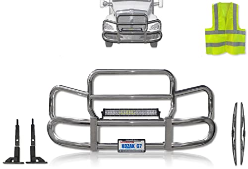 KOZAK Grille Deer Moose Brush Bumper Guard Herd 300 for Kenworth T680 2012-2021 Truck Plus Brackets, 22