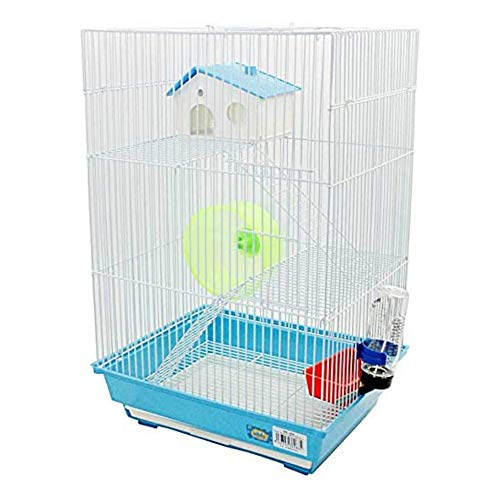 DZL- Jaula para Hámster Roborowski Extra Grande 34.5 * 28 * 53.5CM Jaulas para Roborowski caseta con Bebedero comedero Rueda y Escalera,Color Azul/Purpura/Rojo se Entrega al Azar