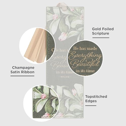 Image of Christian Art Gifts Faux Leather Bookmark for Women: Everything Beautiful