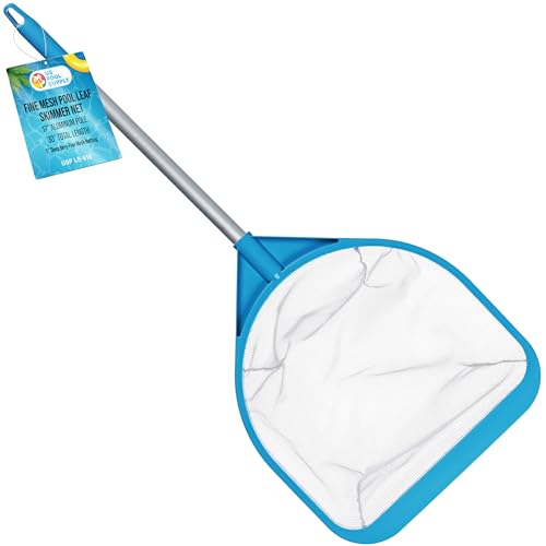 U.S. Pool Supply Pool and Spa Skimmer Net with Pole 30 Long Handheld Fine Mesh Pool Skimmer Net - Hand Held Spa Hot Tub Pond Cleaning - 17 Pole Handle Deep Leaf Netting Scoop Skim Leaves