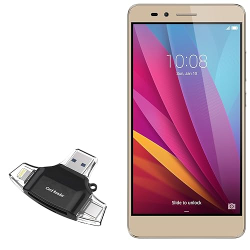 BoxWave Smart Gadget Compatible with Huawei Honor 5X - AllReader SD Card Reader, microSD Card Reader SD Compact USB - Jet Black
