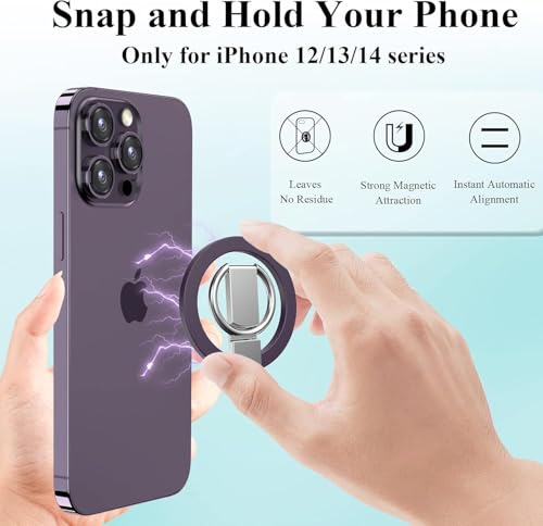 Image of Mizi Magnetic Phone Ring Holder [2024 Newest Strongest Magnets],Flexible Stand & Grip, Magnetic Phone Grip, Compatible with iPhone 16 /15 /14 /13 /12, Mini /Pro /Pro Max - Purple