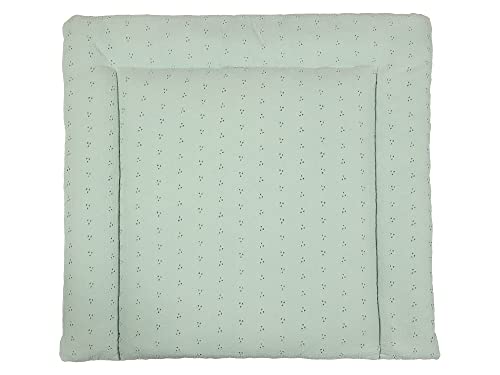 mini Fifia Kinder Baby Wickelauflage Musselin 100% Baumwolle 60 x 70 cm gestickte Blumen auf Mint Cover