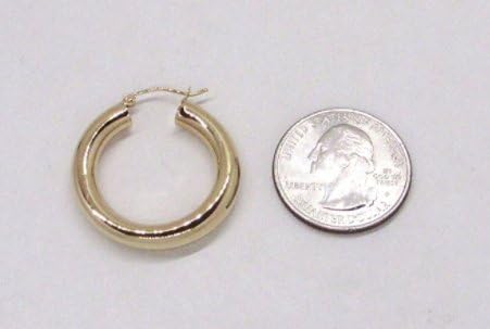 14k Gold Hoop Earrings, 5mm Thick - Image 5