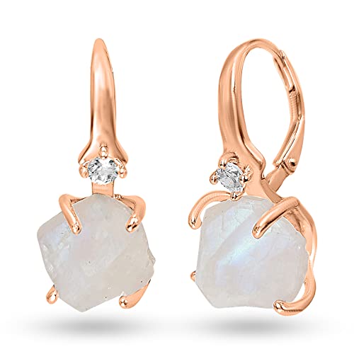 Rainbow Raw Moonstone Drop Earrings...