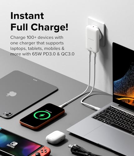 Image of Ringke 65W Ultra Slim GaN Fast Charger (Type C+Type C) Adapter for Nothing 3 /3a /2a /2, iPhone 17 /17 Air /17 Pro /17 Pro Max /16 /15 /14 /13 /12, (Super Fast Charging 3.0) S26 Ultra /S25 /S24 /S23, Pixel 10 /9 /8