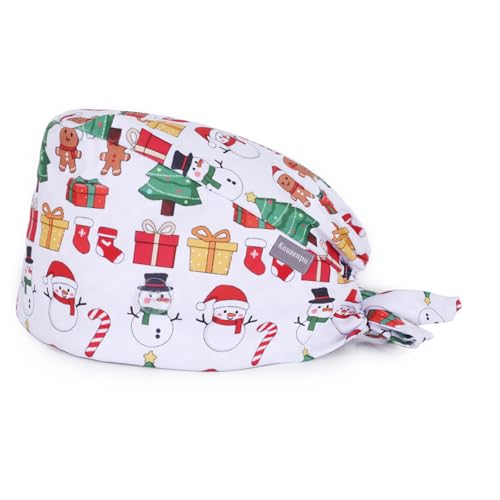 Image of Kousenpu Scrub Caps for Women, Adjustable Women's Surgical Cap with Buttons, Breathable Cute Design for Nurses and Doctors