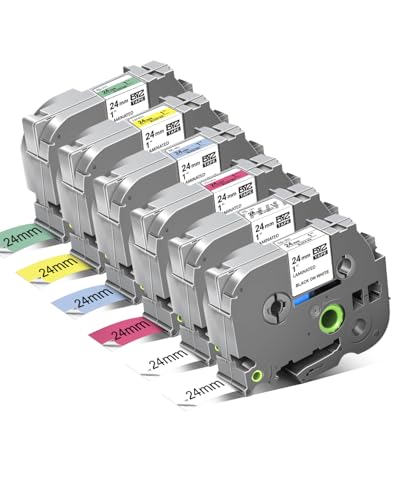 UNOKA 24mm Laminated Tz Tape for Brother Label Maker