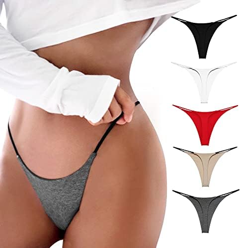 chahoo Sexy Underwear for Women Thong Low Rise G-String Panties 5-Pack Low Waist T Back String Underpants Gift for Women