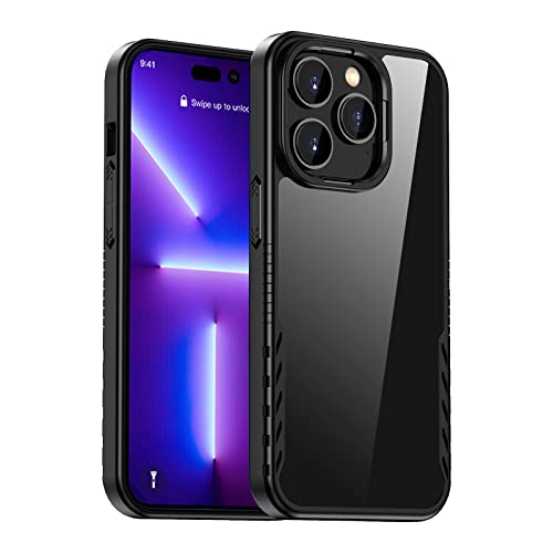Funda IP 14 Pro Max transparente, delgada y ligera con diseño a prueba de golpes negro