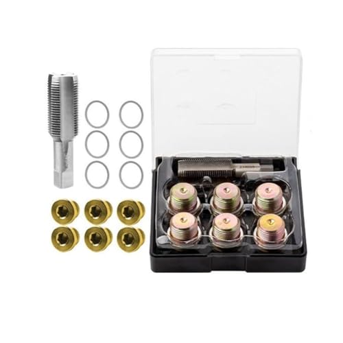 Kit di riparazione filettatura rubinetto scarico olio, 13 pezzi M13-M20 × 1,5 mm, set di rubinetti metrici, in scatola di stoccaggio, strumento di ripristino filettatura in acciaio temprato per