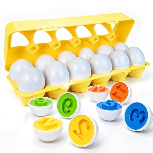 Image of Tinabless Matching Eggs, 12-Piece Number Matching Toy for Toddlers 1-3 | Number Recognition, Counting Practice, Fine Motor Skills, Matching Puzzle for Toddlers 18 Months+