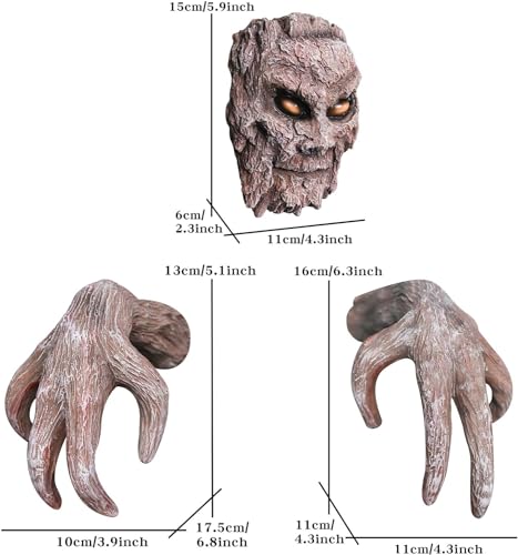 3D Halloween Tree Face Decor, Tree Demon Outdoor Sculpture Bark Face Decoration Yard Art, Halloween Decorations for Outdoor Easter Garden Creative Props