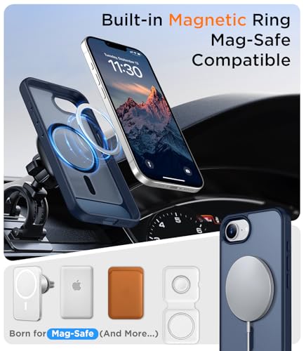 Image of Magnetic Compatible with iPhone 17e Case & iPhone 16e Case,[Built-in Invisible Kickstand][Compatible with MagSafe][Military Grade Shockproof] Slim Translucent Matte Case for iPhone 16e /17e 6.1 inch