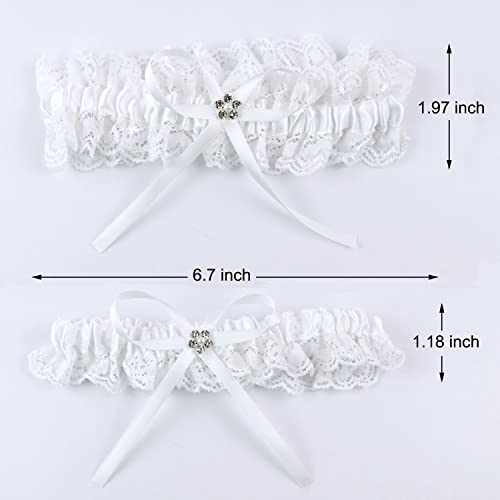 2 Pieces Lace Wedding Garter Set Lace Garter Belt Elastic Leg Garter Bridal Accessories for Women and Girls3