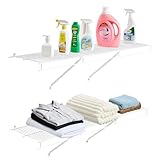 VEVOR Wire Shelf Kit, 4 ft, Set of 2, Wall Mounted Wire Shelves, Heavy-Duty Carbon Steel Hanging Shelf, Floating Wall Storage Shelves with Dip Coating, for Closet, Bedroom, Living Room, Office, Pantry