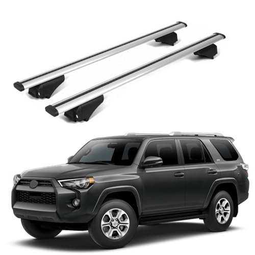 ERKUL Roof Rack Cross Bars for Toyota 4Runner 2010-2024 | Aluminum Crossbars with Anti Theft Lock for Rooftop | Compatible with Raised Rails - Silver