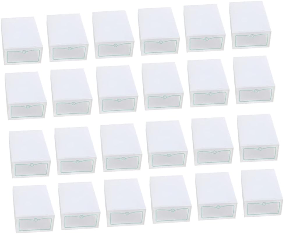 24pcs Storage Boxes for Shoes Stackable Thicken Plastic Shoe Containers Organize Your Closet Entryway under Clothing Rack Bed Storage Cabinet