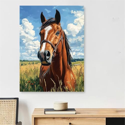 Coloriage par numéro adulte cheval pour décorer votre chambre avec art