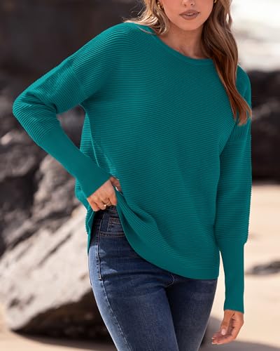 BTFBM Fall Sweaters for Women 2025 Casual Long Sleeve Sweater Striped Loose Fit Pullover Tops