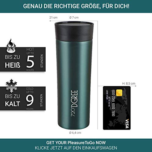 720°DGREE Reismok "PleasureToGo" - 450ml - Lekvrije, BPA-Vrije Roestvrijstalen Thermo Beker voor Koffie, Thee met Deksel - Vacuum Geïsoleerde Fles - Warme & Koude Drankjes Wanneer- & Waar U maar wilt - Image 5