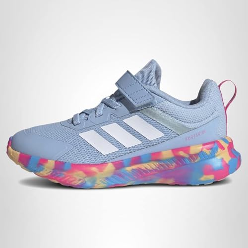 adidas Unisex-Kids Fortarun 4.0, Blue/Magic Grey Metallic/Lucid Pink, 4