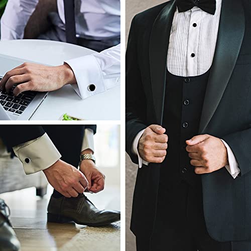 Diamday Cufflinks And Tuxedo Studs For Clothing For Men Stainless Steel Gold Cufflinks For Shirts And Ties Shirt Accessories Classic Tuxedo Buttons And Cufflinks For Father’s Day Silver & Gold Tones #TOP3