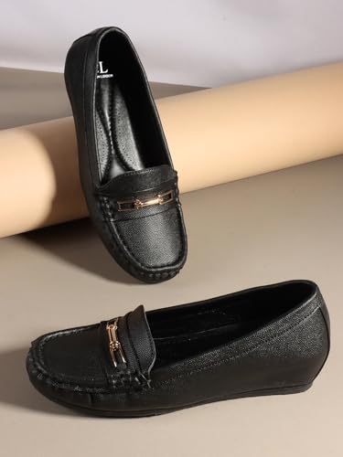 Image of Carlton London Women Comfortable and Stylish Flat Square Toe Slip On Fashion Loafer Shoes for Daily,Office, Casual and Formal Use