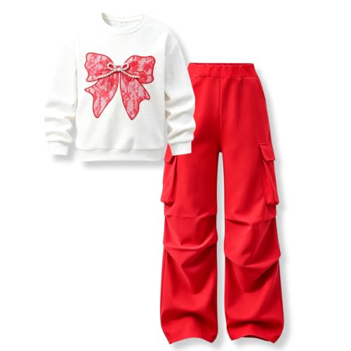 Image of Girls Clothes 2 Piece Hoodie Sweatshirt + Cargo Pants Fall Winter Outfits for Teen Tween Girls 7-14 Years