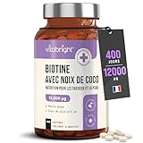 Biotine Cheveux Pousse Rapide | 12 000 mcg Extra Fort ~ 1 An en Bouteille | B7 Vitamine Co...