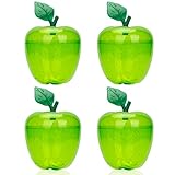 HANZE Large Green Apple Container, Apple Shaped Candy Toy Filling Containers Jar, Back To School Teacher Appreciation Gift, Wedding Party Ornaments Christmas Decorations Supplies Favors - 4 Pack
