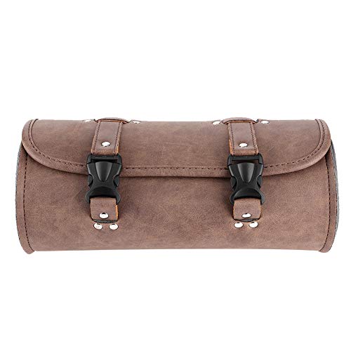 Bolsa lateral rígida estilo retro de cuero PU marrón para ATV con correas de montaje desmontables miniatura 3