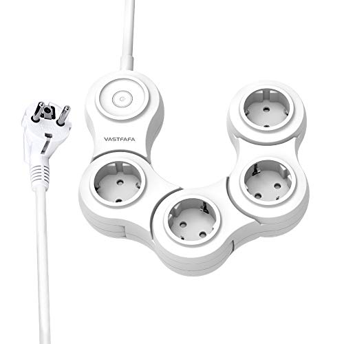 Preisvergleich Produktbild VASTFAFA 4 Fach Steckdosenleiste Reise Steckerleiste Tischsteckdose mit Schalter, Mehrfachsteckdose Verteiler mit Kindersicherungmit Überspannungsschutz und Kurzschlussschutz3680W 16A 1.5m Kabel