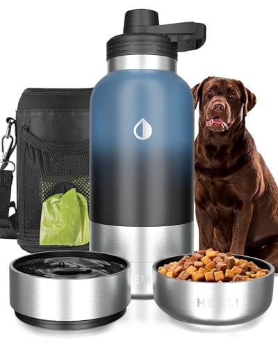 32 oz portable dog water bottle with detachable bowl