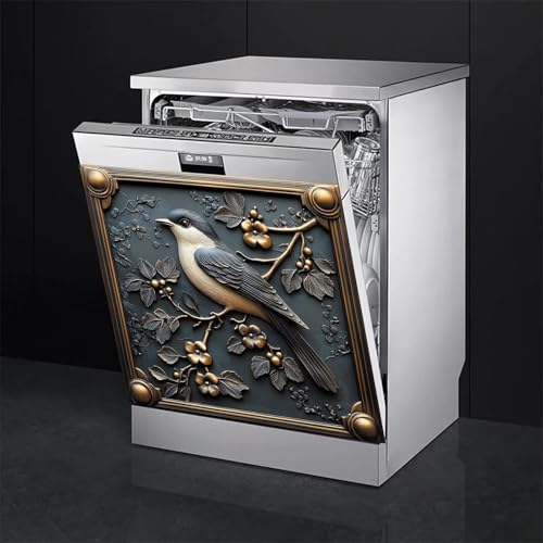 Metal Bird and Flower Dishwasher Magnet Cover Kitchen Decor 3D Style Art Decoration Refrigerator Magnetic Sticker,Magnetic Dishwasher Door Cover Decal 23 W x 26 H inches by Generic - Image 3