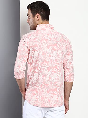 Image of Dennis Lingo Men's Floral Slim Fit Cotton Casual Shirt with Spread Collar & Full Sleeves