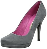 Sexy runde Pumps aus Veloursleder mit ca. 2 cm Plateau und Veloursleder-bezogenem Highheel. Innenfutter in pink, mit schwarzer Synthetik-Laufsohle.